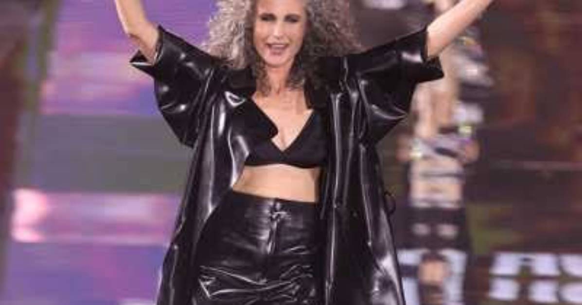 Andie Macdowell, 65, Looks Radiant in Black Bra & Leather Pants During L’oreal Fashion Show