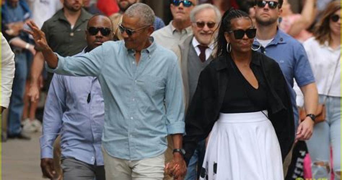 Barack & Michelle Obama Hold Hands out with Steven Spielberg in Spain: Photos