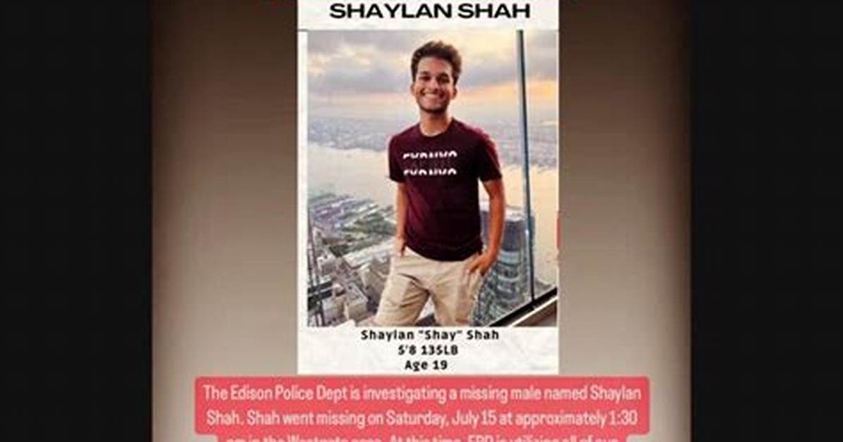 Breaking News: Shaylan Shah Missing in Edison, New Jersey