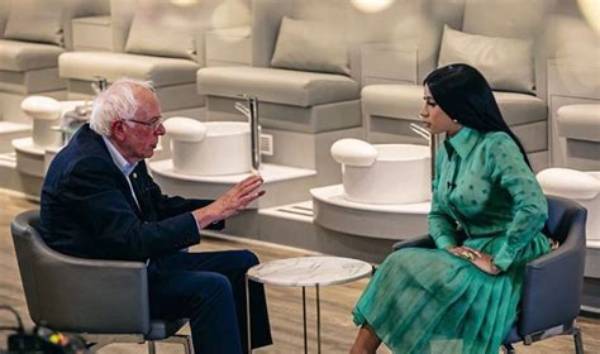Cardi B Makes Bernie Sanders Giggle as She Drags Donald Trump: ‘Honey You Make Yourself Look Bad’