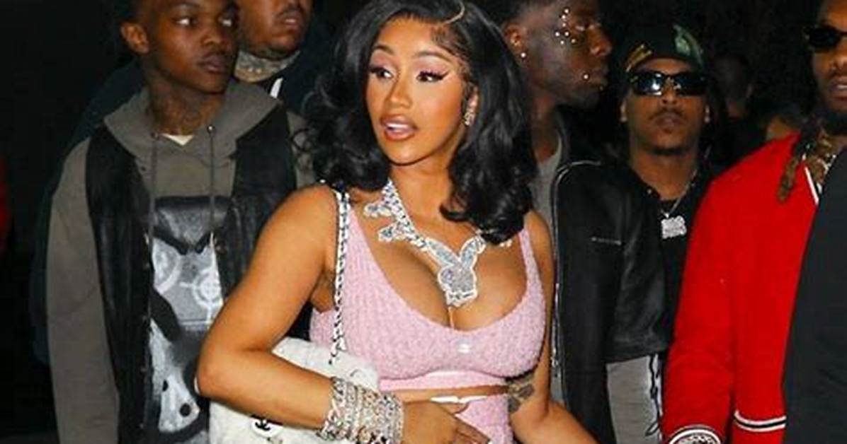 Cardi B Stuns in Pink Dress & Playboy Necklace with Offset at Party – Hollywood Life