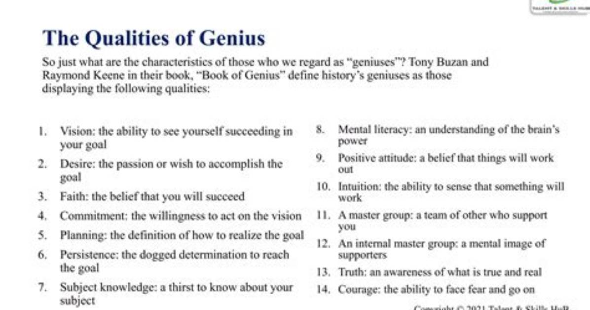 Characteristics of Genius Personality