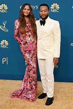 Chrissy Teigein Shows off Her Baby Bump at the Emmys in Metallic Gown