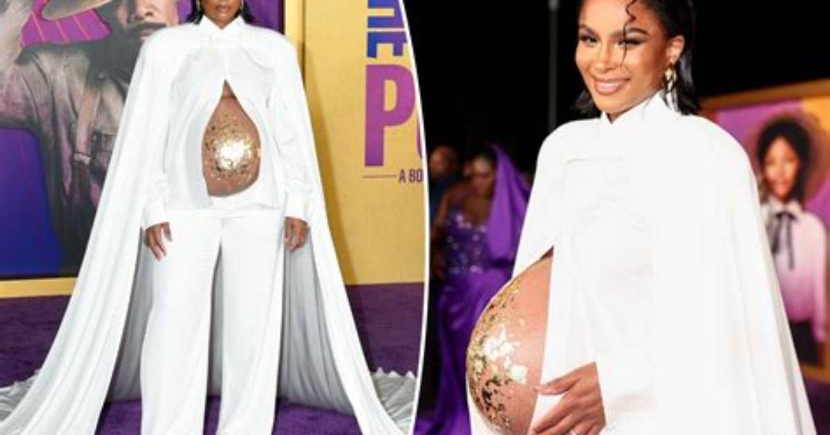 Ciara Covers up Her Baby Bump & Shows off Her Legs in Leather Skirt at Nyfw