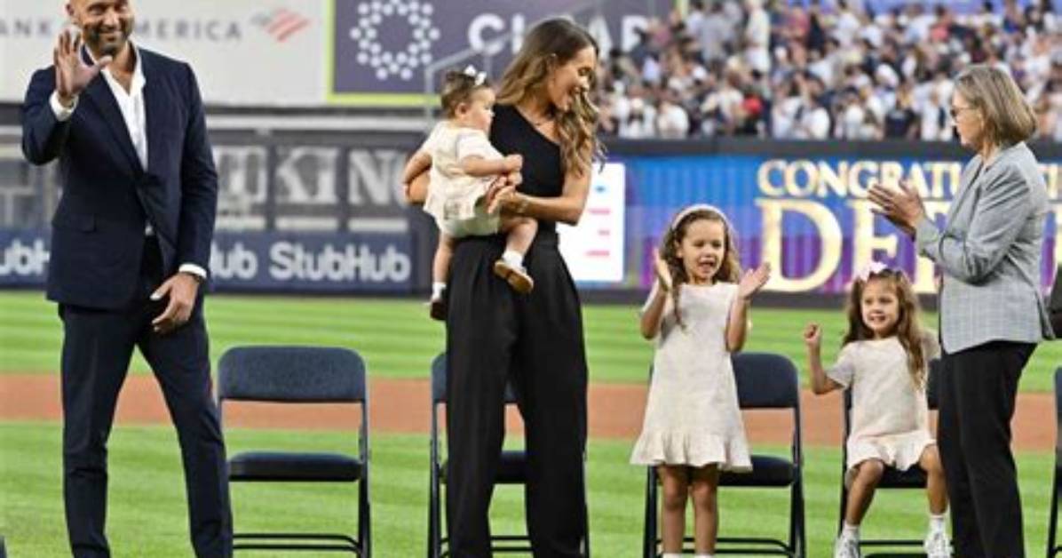 Derek Jeter Gives Rare Look at Kids Bella, 2, & Story, 11 Mos. , to Celebrate Hall of Fame Announcement