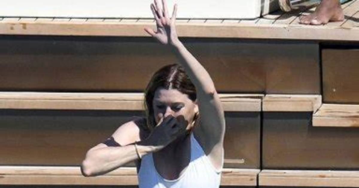 Ellen Pompeo Jumps off Boat in White Swimsuit – Hollywood Life