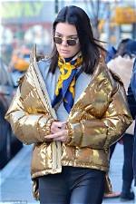 Kendall Jenner’s Gold Puffer Jacket — Pics of Her Winter Fashion