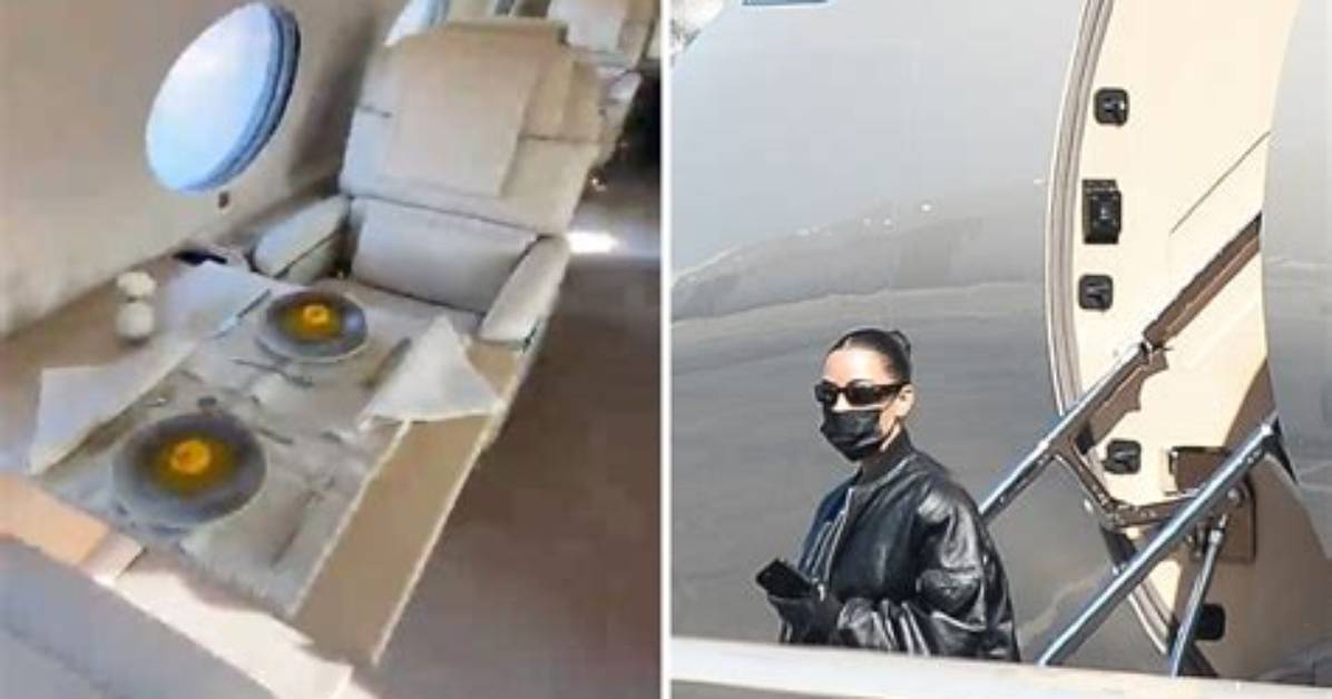Kim Kardashian’s Custom Cream Jet: Photos – Hollywood Life