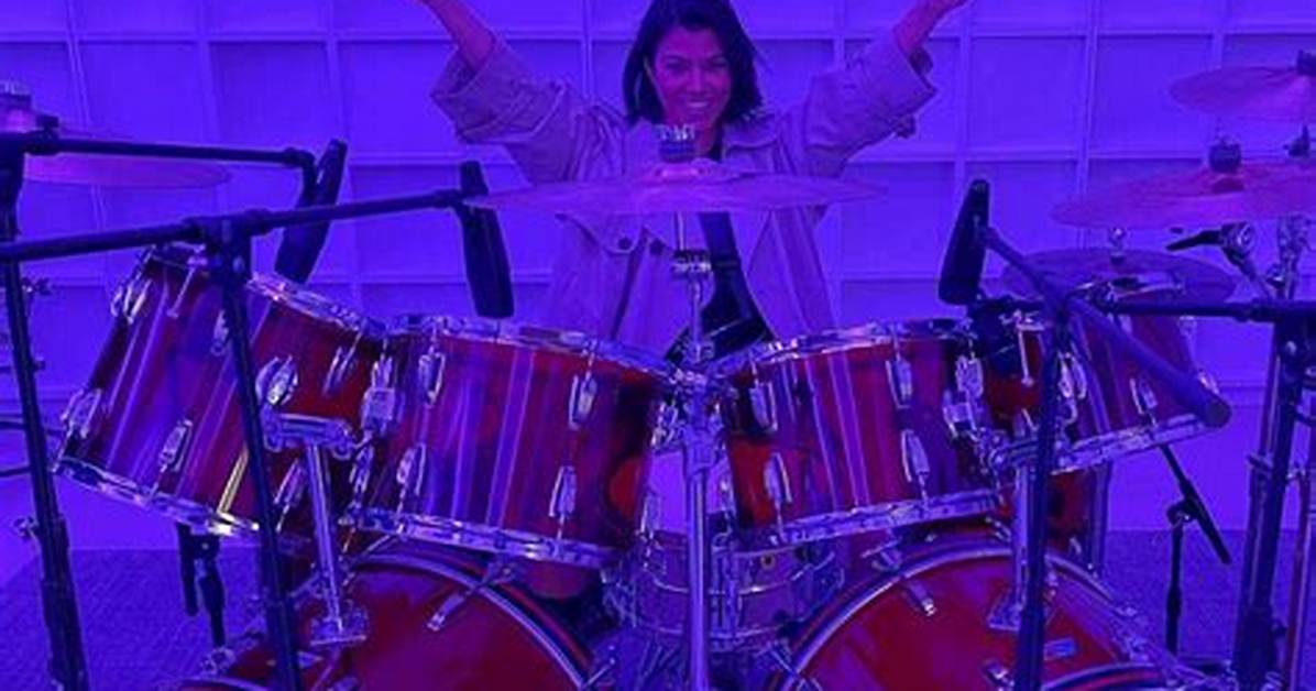 Kourtney Kardashian Plays the Drums Just Like Travis Barker While Joining Him in the Studio