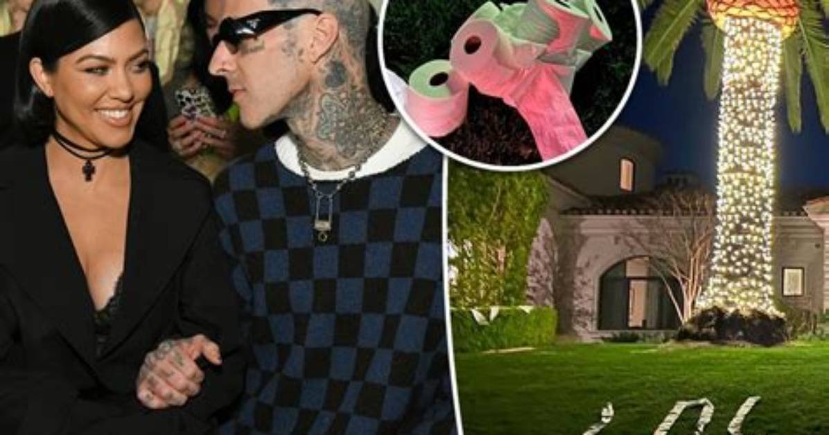 Kourtney Kardashian Toilet Papers Travis Barker’s Lawn & She Has the Photos to Prove It