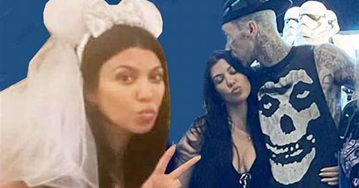 Kourtney Kardashian Wears Bridal Minnie Mouse Ears with Travis Barker at Disneyland — See Pics