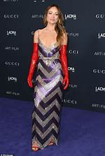 Olivia Wilde Stuns in Chevron Slip Dress & Red Gloves for Lacma Gala: Photos