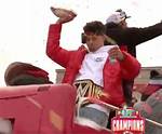 Patrick Mahomes Chugs a Beer at Chiefs Super Bowl Parade with Gf Brittany Matthews — Watch