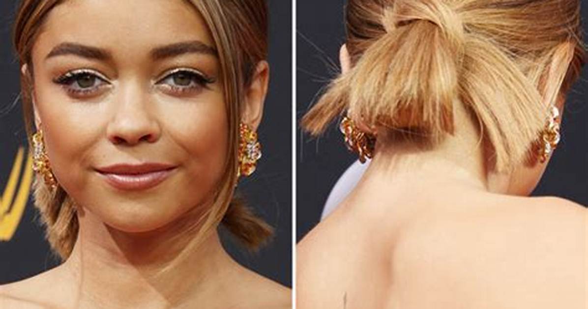 [Photos] Sarah Hyland’s Emmys Hair & Makeup — Gorgeous Looped Ponytail – Hollywood Life