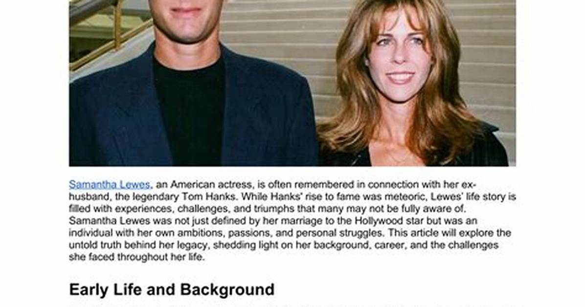 Prolific Actress Samantha Lewes: a Legacy of Talent