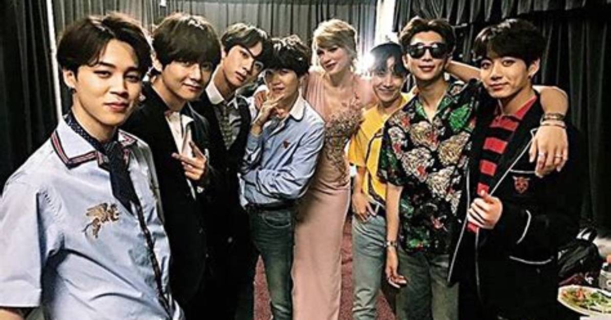 Taylor Swift Meets Bts Backstage at Bbmas & the Pic Is Pop Music Perfection — Should They Collab?