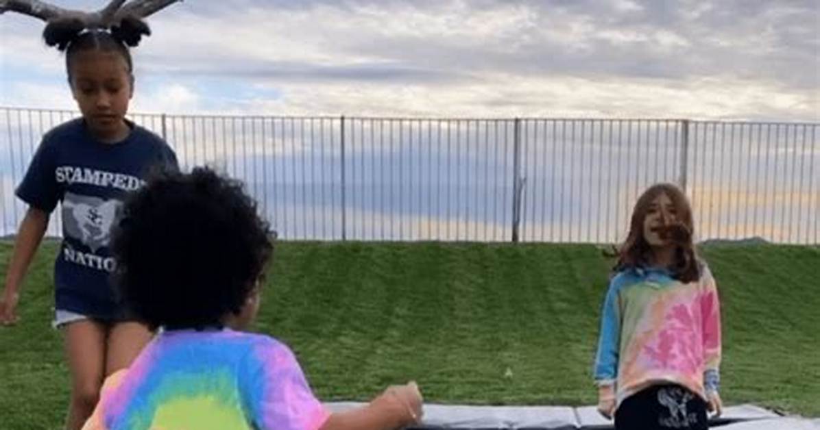 True Thompson, 1, Bounces on Trampoline with Cousins Penelope, 7, & North, 6 & It’s So Cute