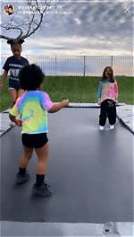 True Thompson, 1, Bounces on Trampoline with Cousins Penelope, 7, & North, 6 & It’s So Cute